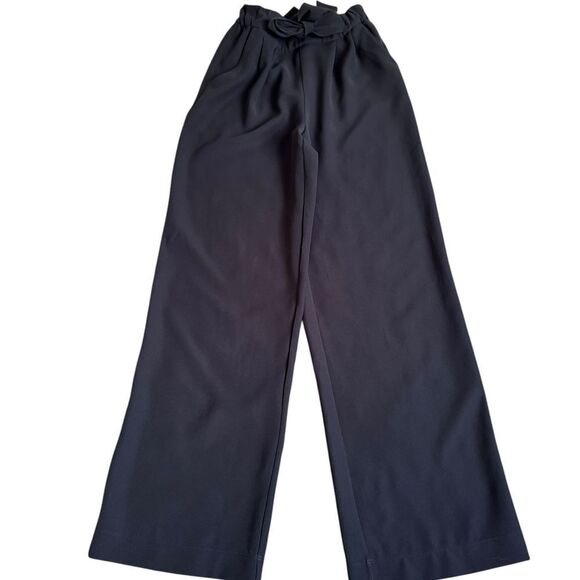 Lululemon Noir Pant Black Tie Waist Wide Leg Size 4 Women's Career - Picture 2 of 9